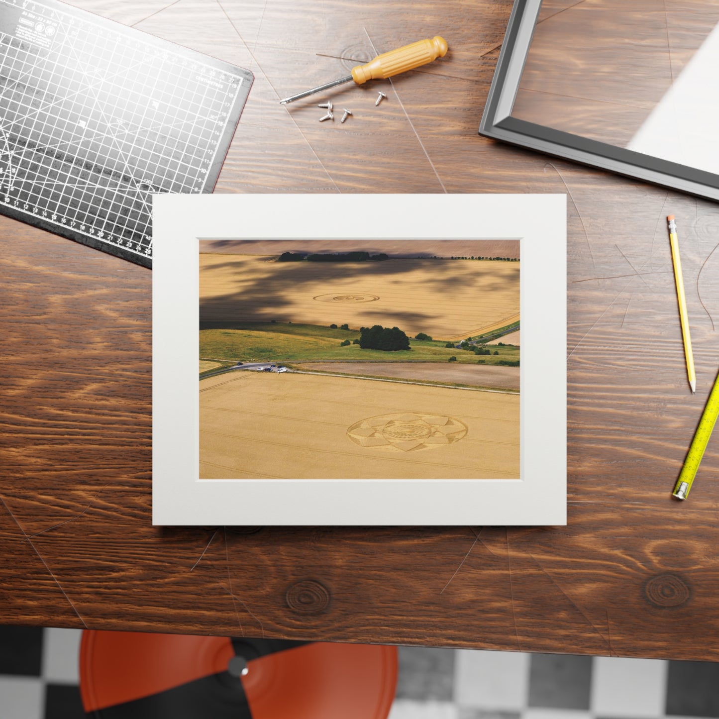 Hackpen Hill  Crop Circle  - 2018 | Fine Art Print with Passepartout Paper Frame