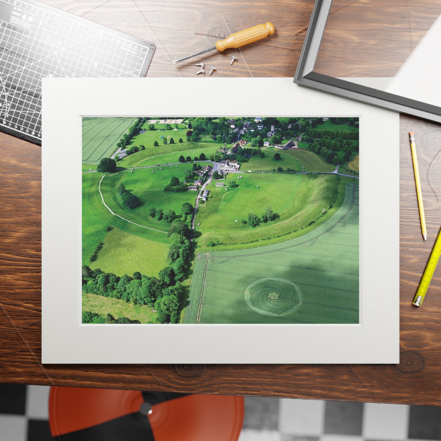 Avebury Crop Circle – 2021 | Fine Art Print with Passepartout Paper Frame