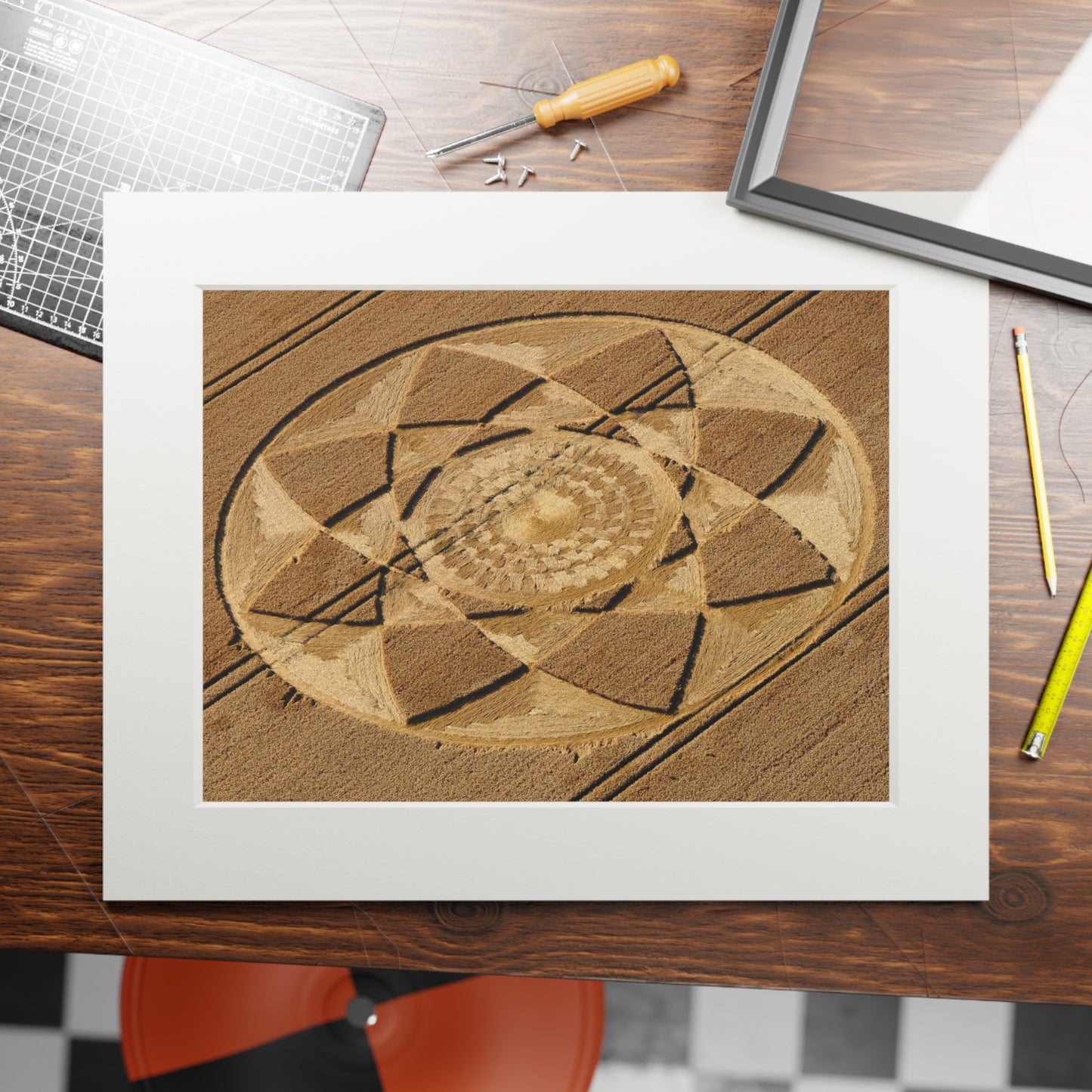 Hackpen Crop Circle  - 2018 | Fine Art Print with Passepartout Paper Frame