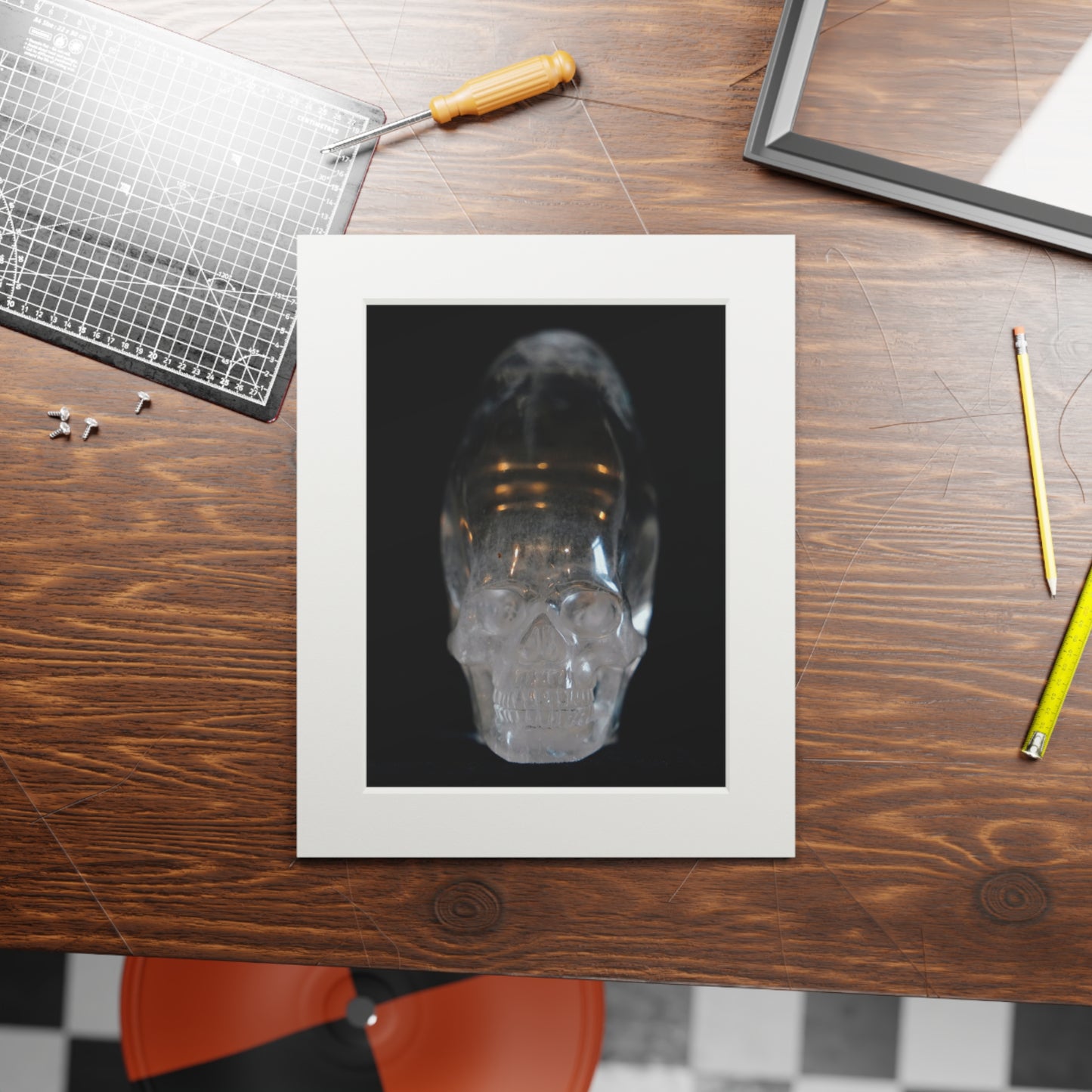 Elongated  Skull   -  Fine Art Print and Passepartout Paper Frame