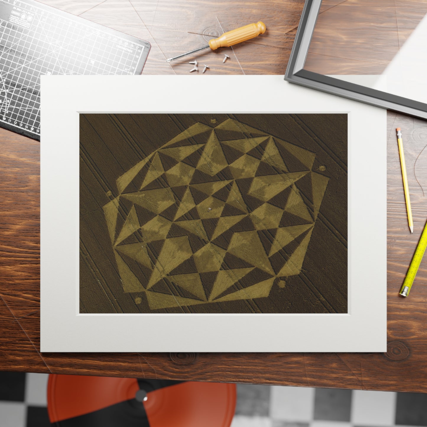 Cherhill Crop Circle - 2016 | Fine Art Print with Passepartout Paper Frame
