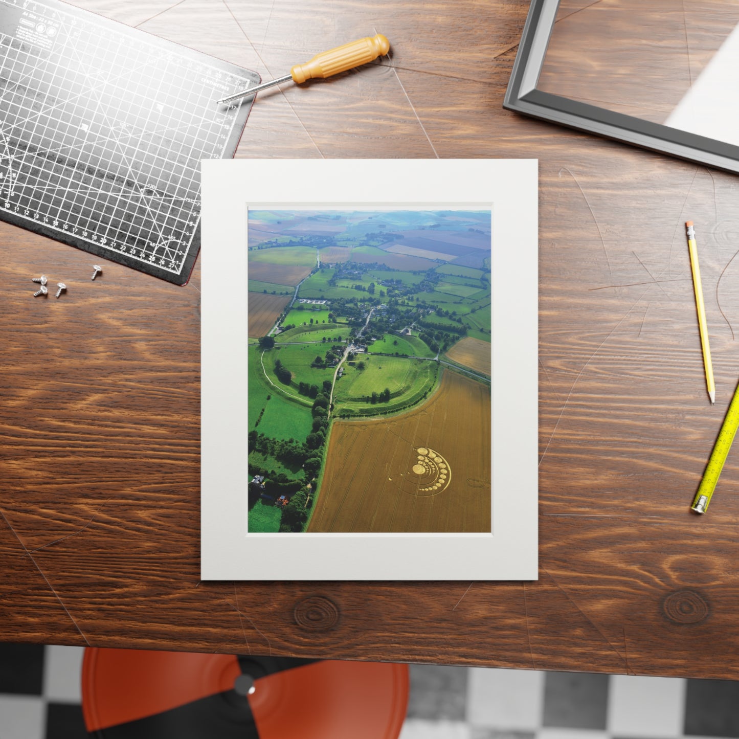 Avebury, North East Field Crop Circle  - 2012 | Fine Art Print with Passepartout Paper Frame