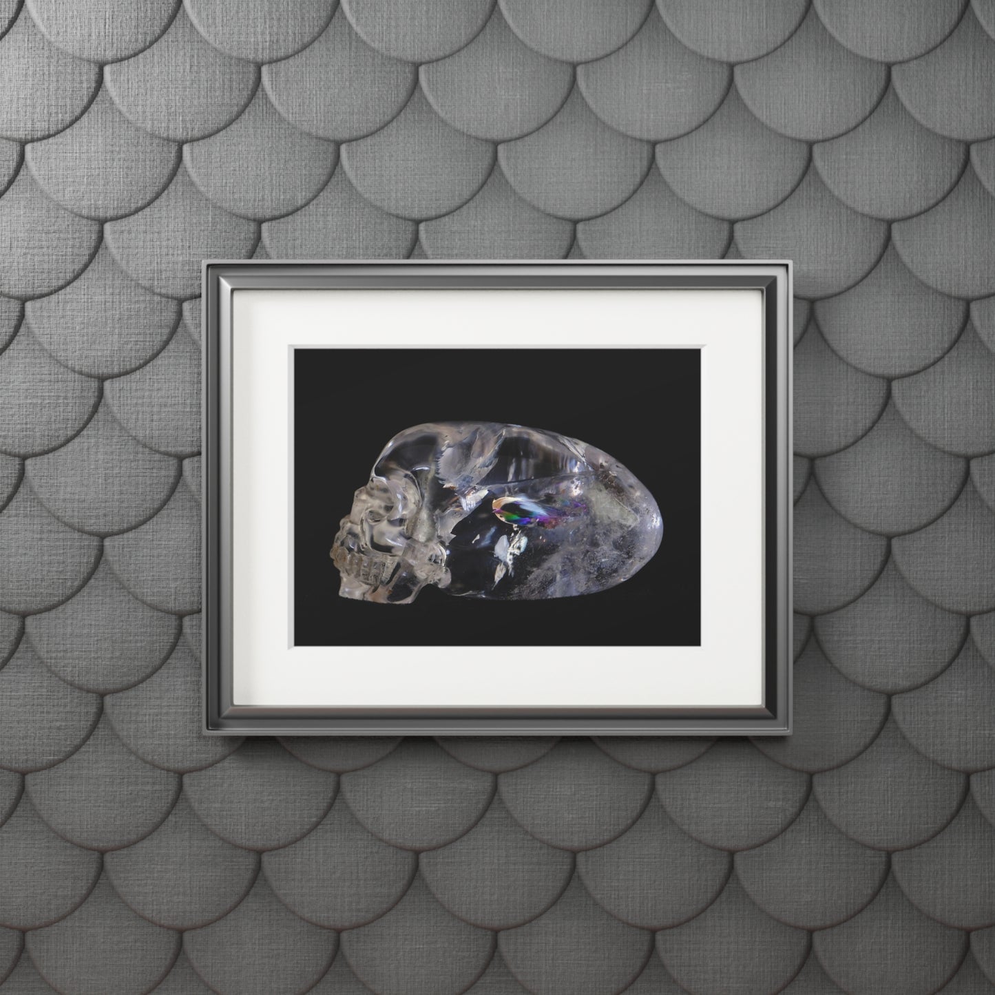 Rainbow Quarts Skull -  Fine Art Print and Passepartout Paper Frame