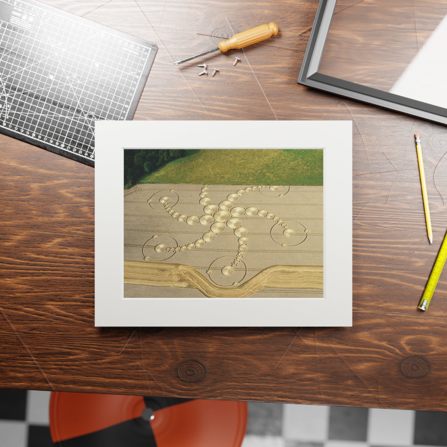 Martinsell Hill Crop Circle – 2009 | Fine Art Print with Passepartout Paper Frame