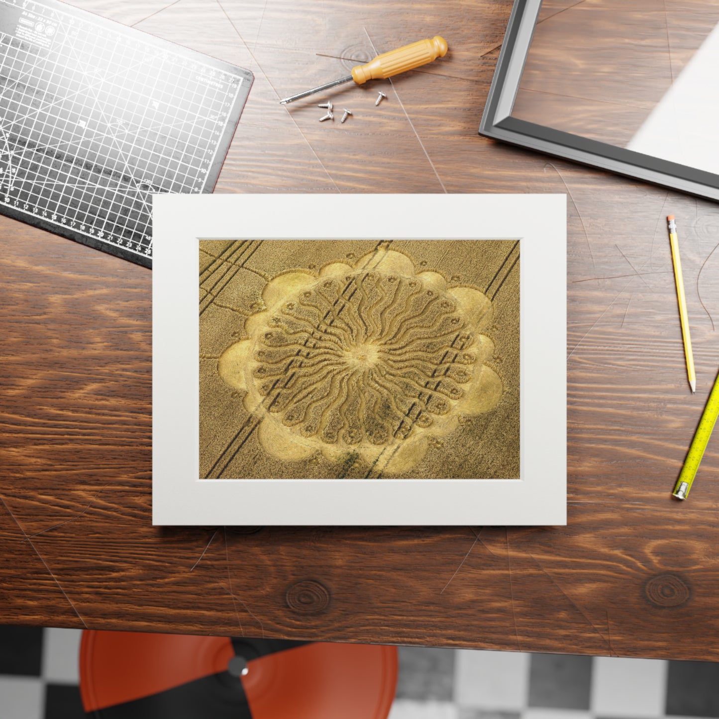 Waden Hill Crop Circle  - 2009 | Fine Art Print with Passepartout Paper Frame