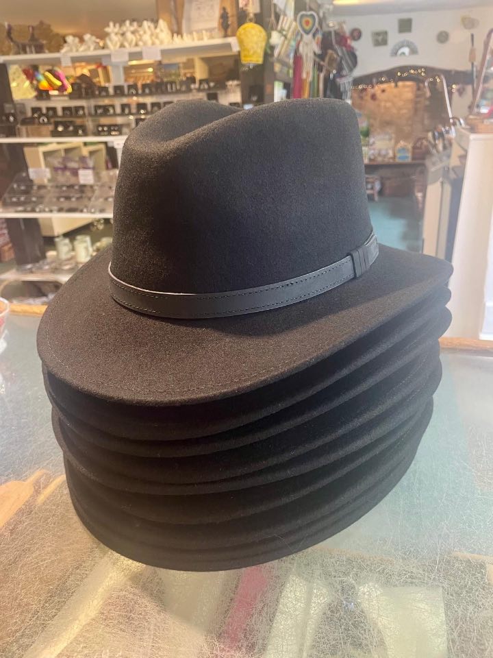 Crushable Wool Fedora Hat - Black