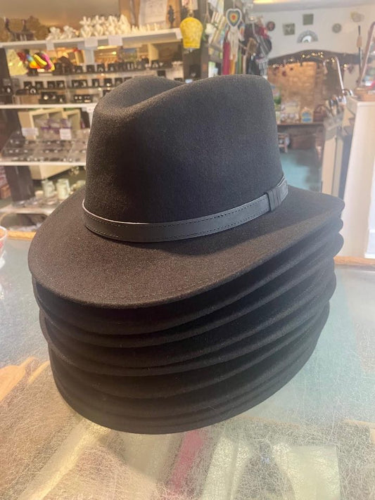 Crushable Wool Fedora Hat - Black