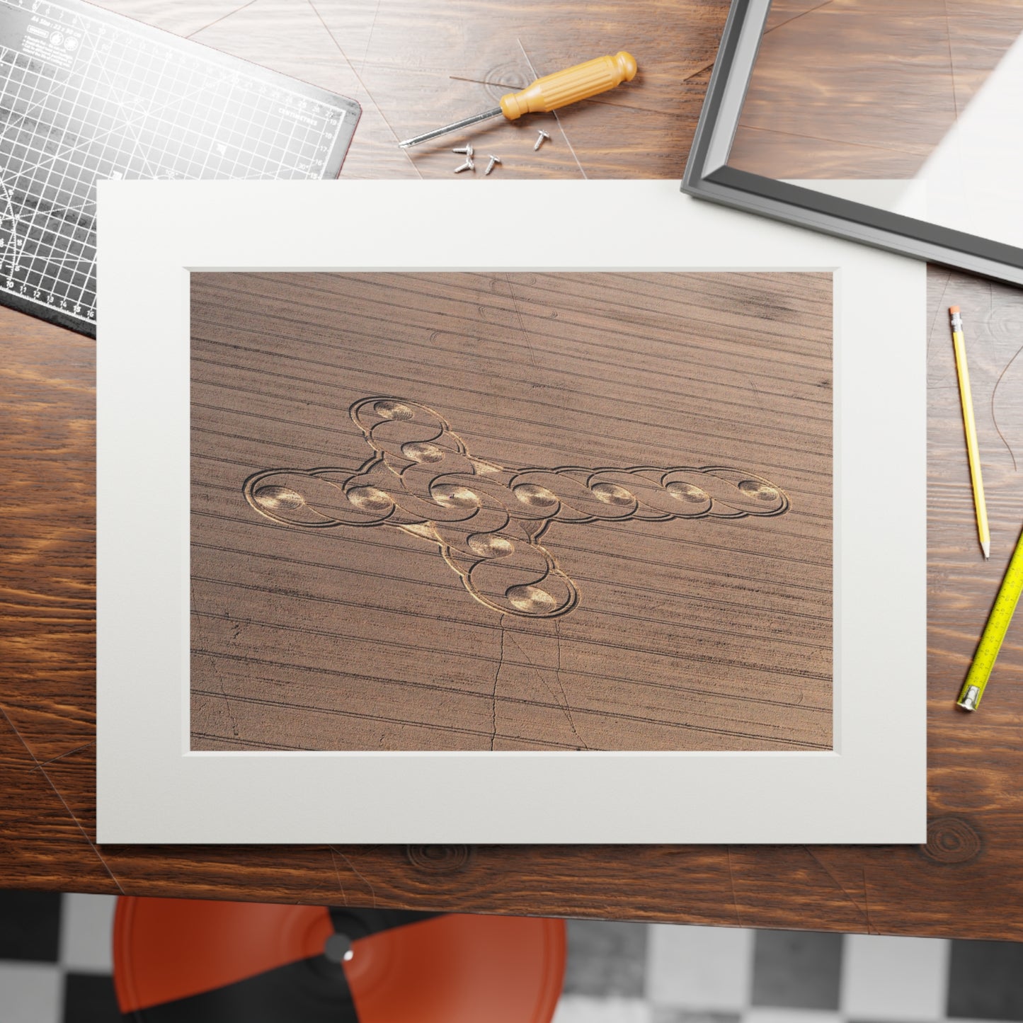 Etchilhampton Crop Circle  - 2008 | Fine Art Print with Passepartout Paper Frame