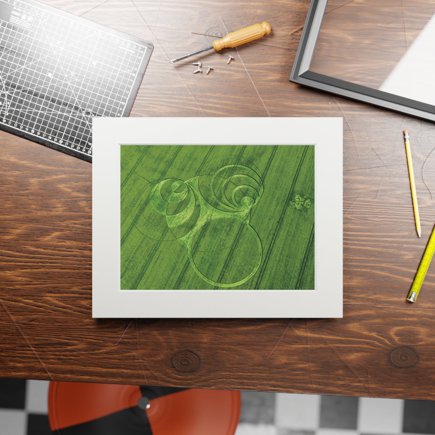 Hackpen Hill Crop Circle  - 2011| Fine Art Print with Passepartout Paper Frame