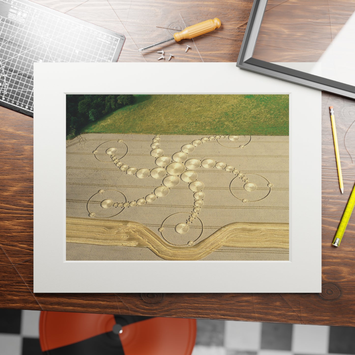 Martinsell Hill Crop Circle – 2009 | Fine Art Print with Passepartout Paper Frame