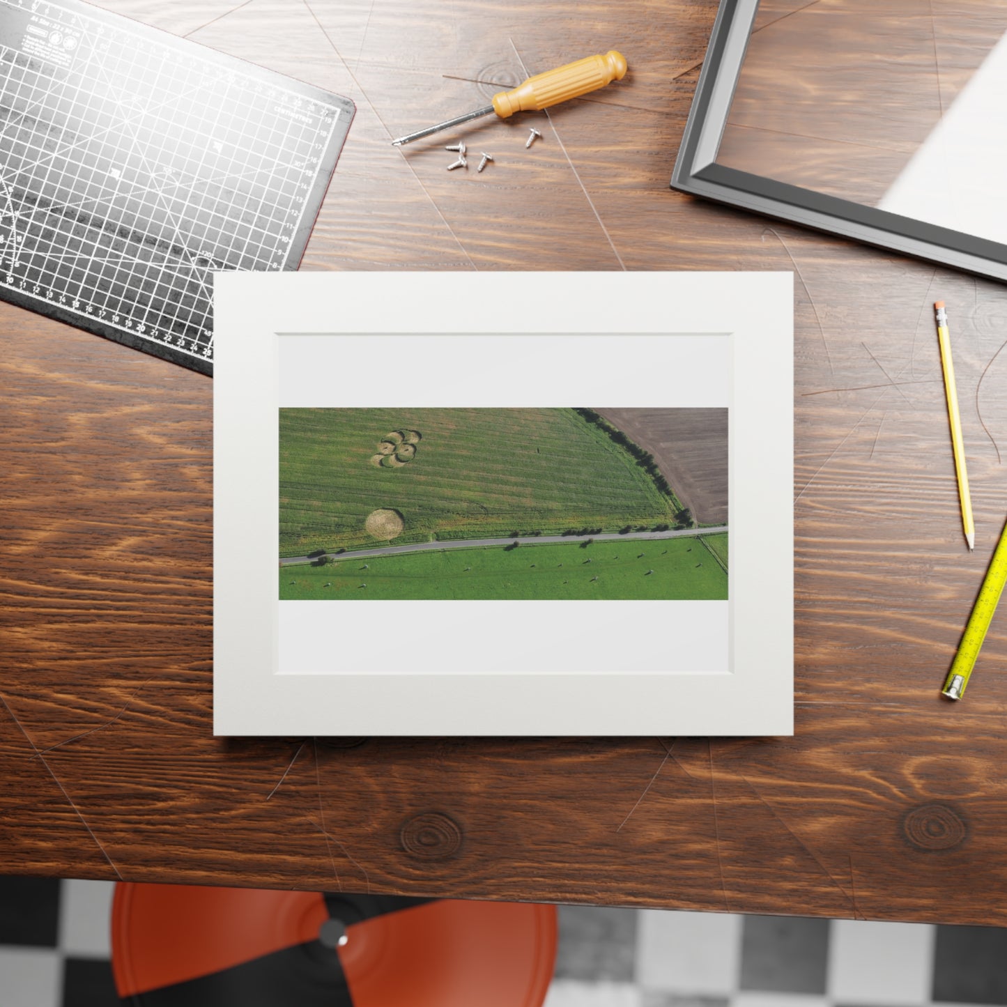 Avebury Avenue Crop Circle  - 2008 | Fine Art Print with Passepartout Paper Frame
