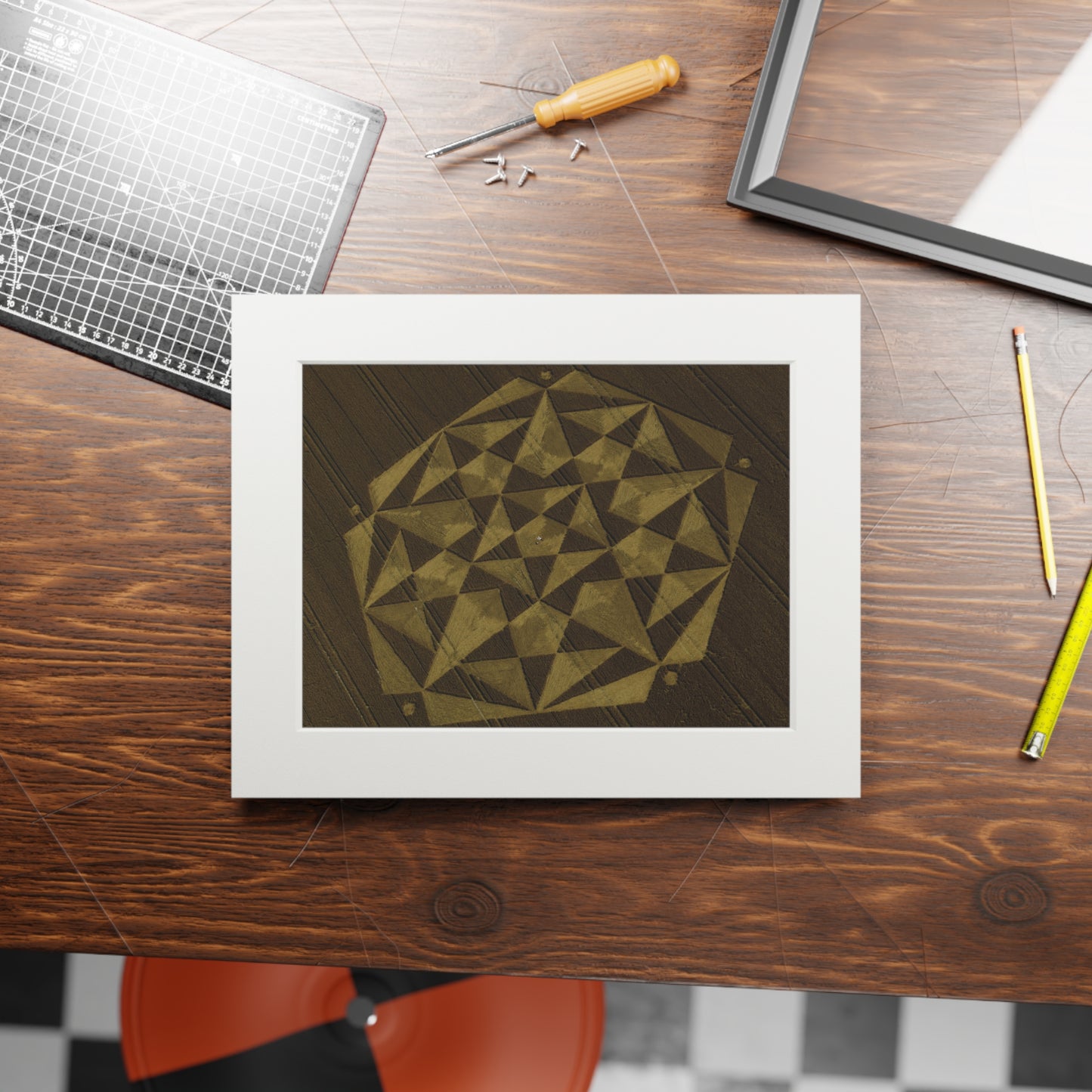 Cherhill Crop Circle - 2016 | Fine Art Print with Passepartout Paper Frame