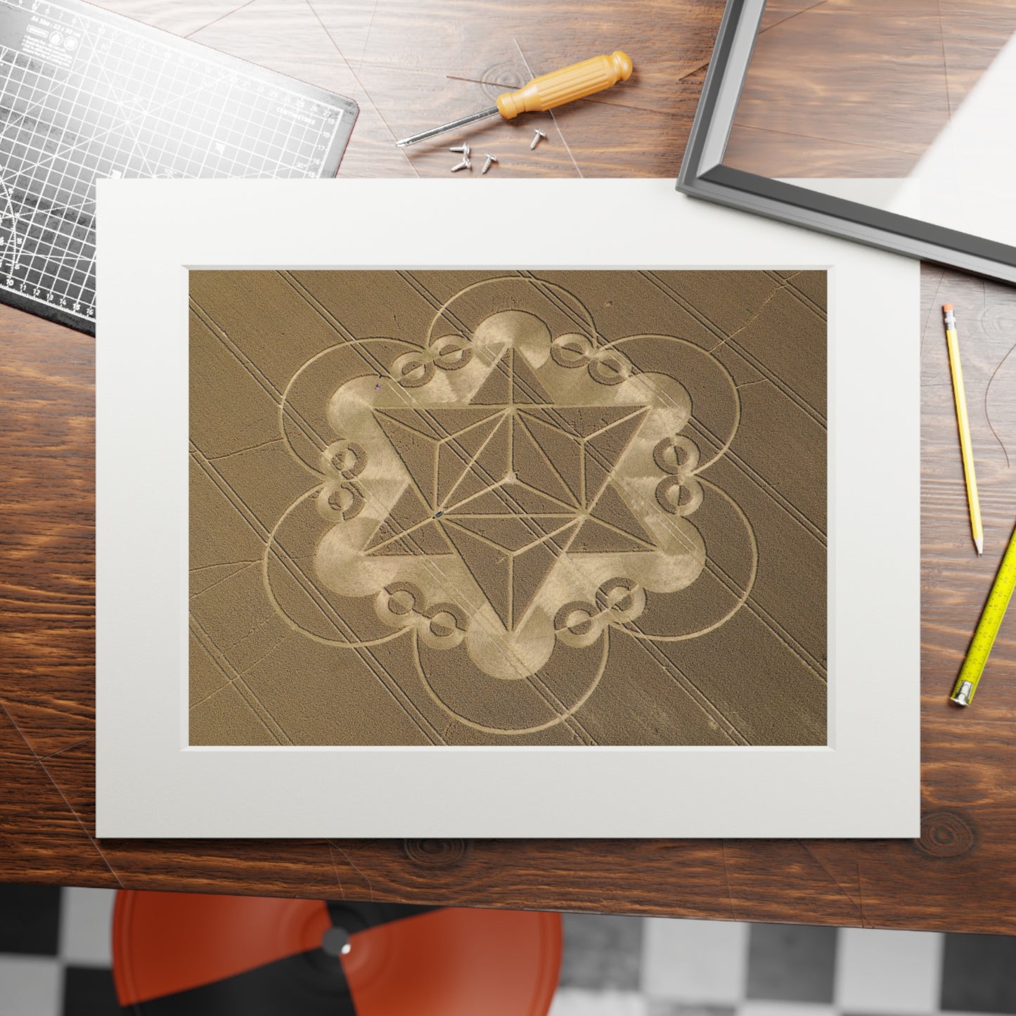 Clayhill Crop Circle - 2017 | Fine Art Print with Passepartout Paper Frame