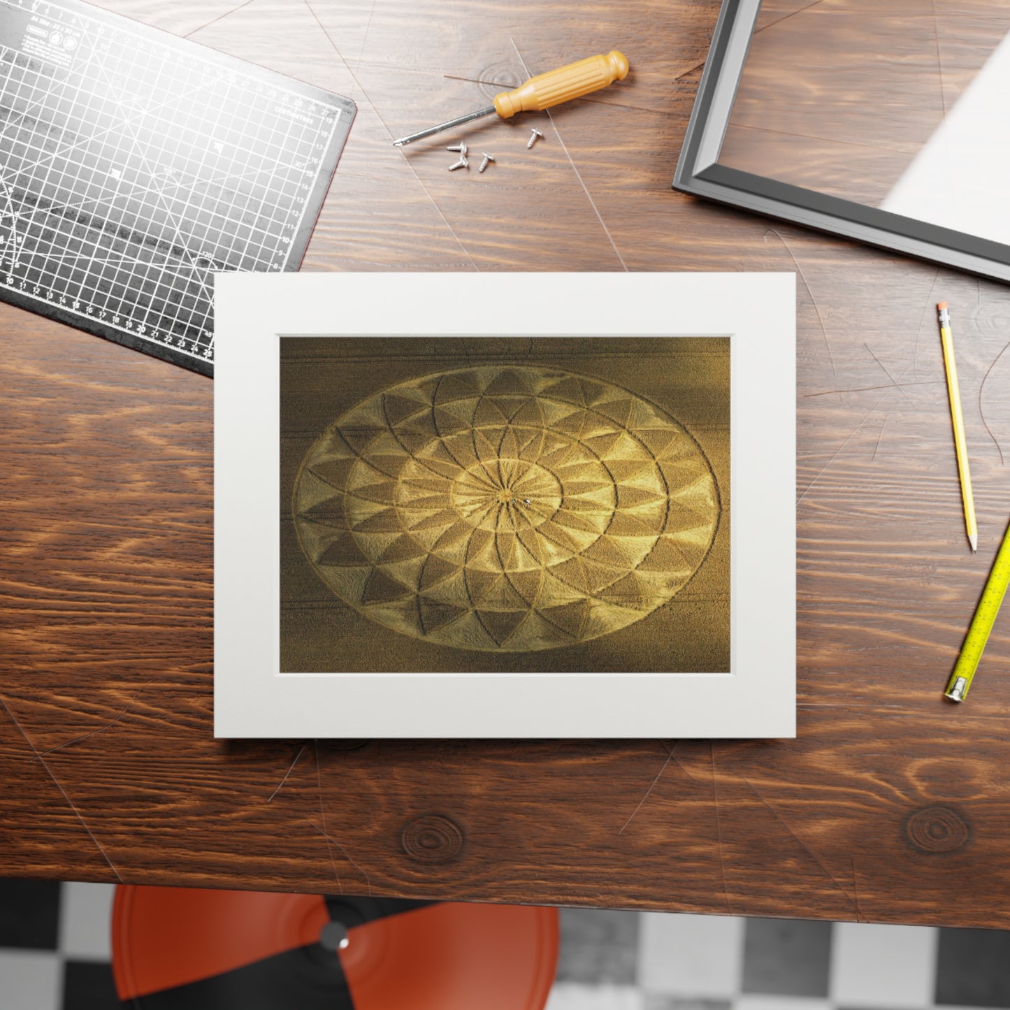 Martinsell Hill Crop Circle - 2007 | Fine Art Print with Passepartout Paper Frame