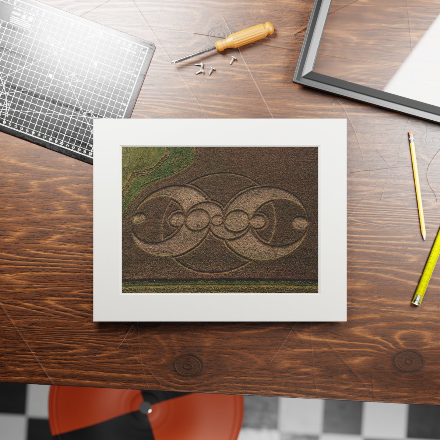 Windmill Hill Crop Circle  - 2012 | Fine Art Print with Passepartout Paper Frame