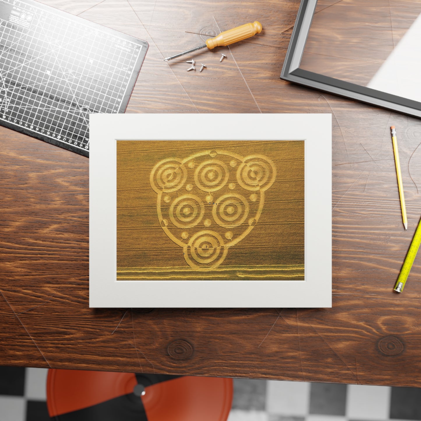Etchilhampton Crop Circle  - 2018 | Fine Art Print with Passepartout Paper Frame