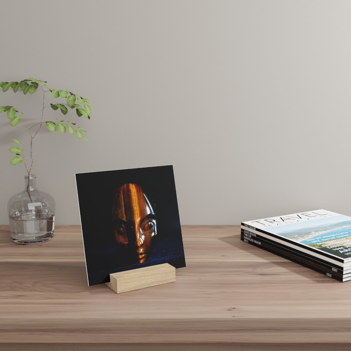 Yellow Tiger Eye Faery - Print with Wooden Stand