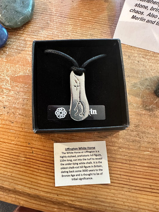Pewter Uffington White Horse Necklace (CGPN63)