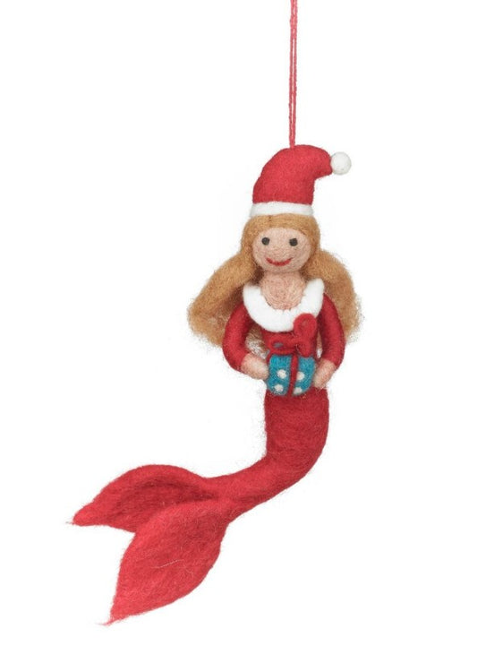 Christmas Mermaid Hanging Decoration (Handmade Felt)