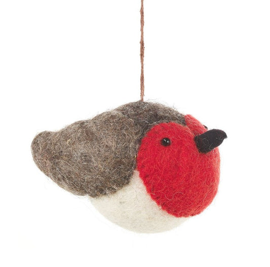 Rosie Robin Needle Felt Hanging Christmas Tree Decoration