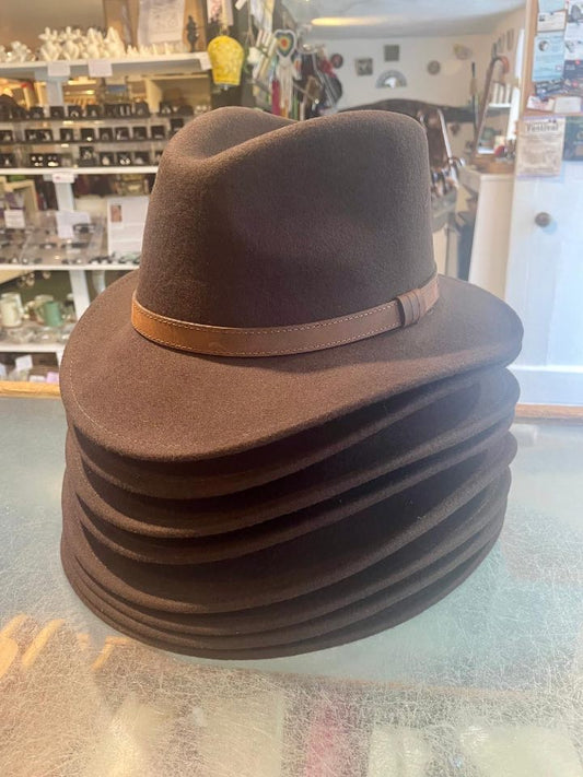 Crushable Wool Fedora Hat - Brown