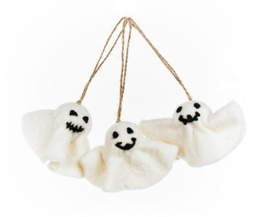 Ghastly Ghosts (Set of 3) Hanging Halloween Decorations (Handmade Felt)
