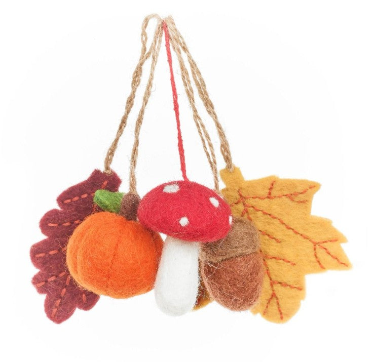 Woodland Walks (Set of 5) Hanging Autumnal Decorations (Handmade Felt)