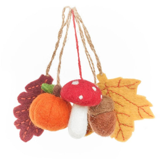 Woodland Walks (Set of 5) Hanging Autumnal Decorations (Handmade Felt)