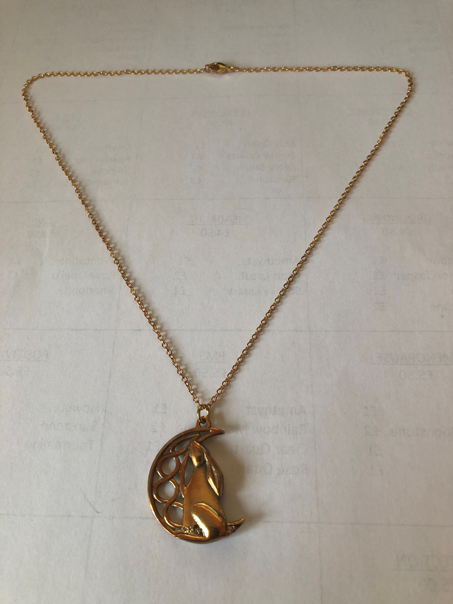 Bronze Moon Gazing Hare Pendant