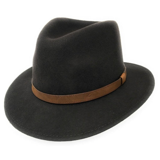 Crushable Wool Fedora Hat - Brown