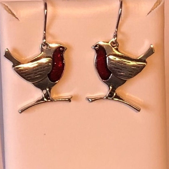 Pewter Robin Earrings