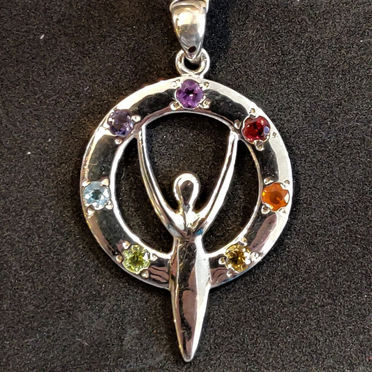 Silver Chakra Goddess Pendant