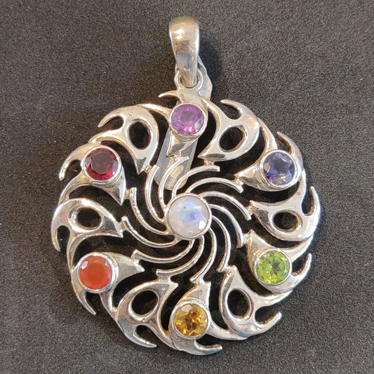 Silver Chakra Sun Pendant