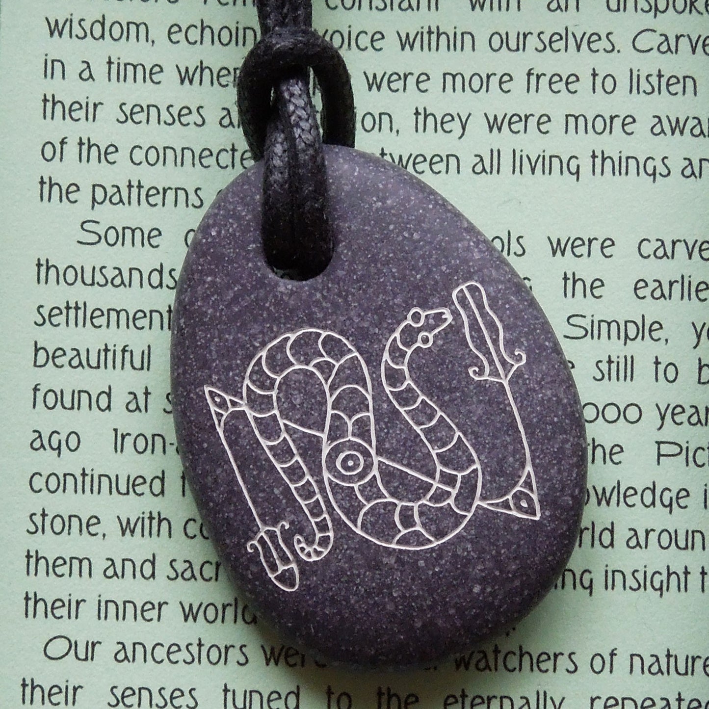 Pictish Pebble Pendant - Celtic Snake (B4)