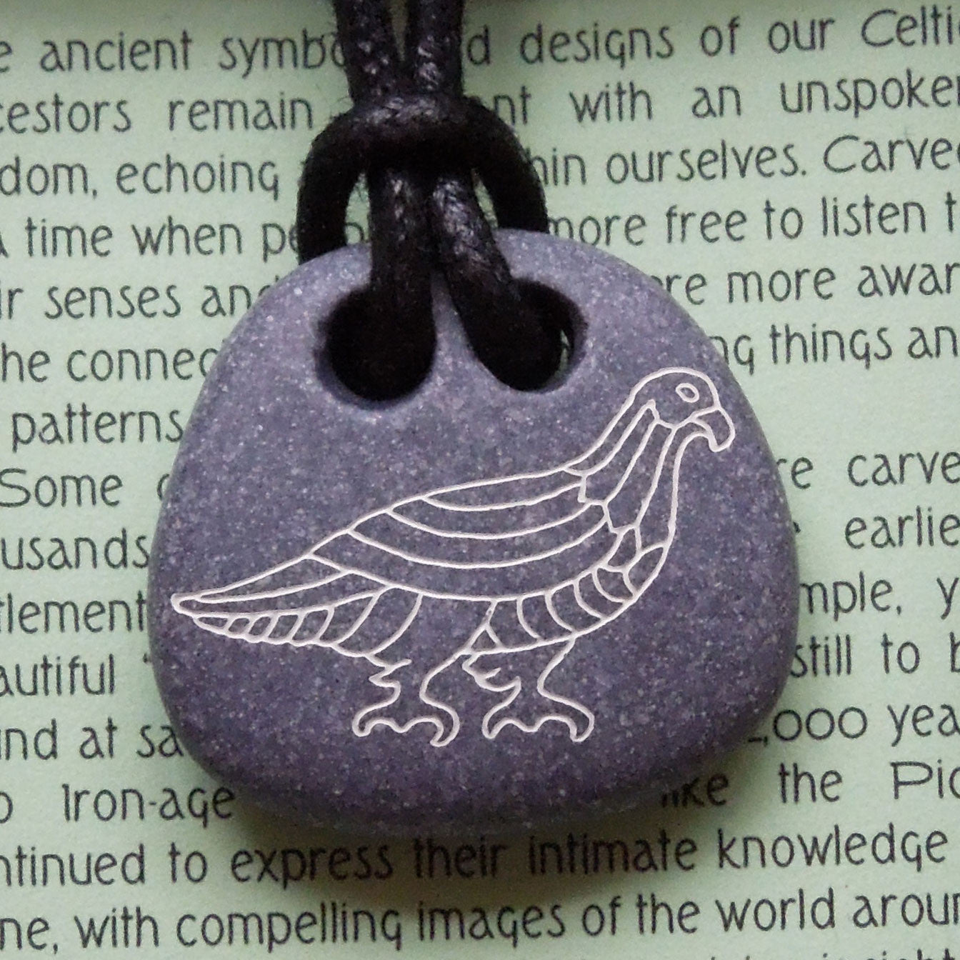 Pictish Pebble Pendant - Wood Pigeon (C7)
