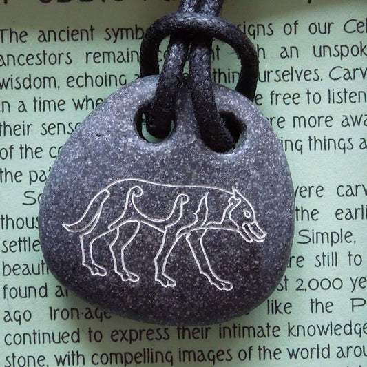 Pictish Pebble Pendant - Wolf (C1)