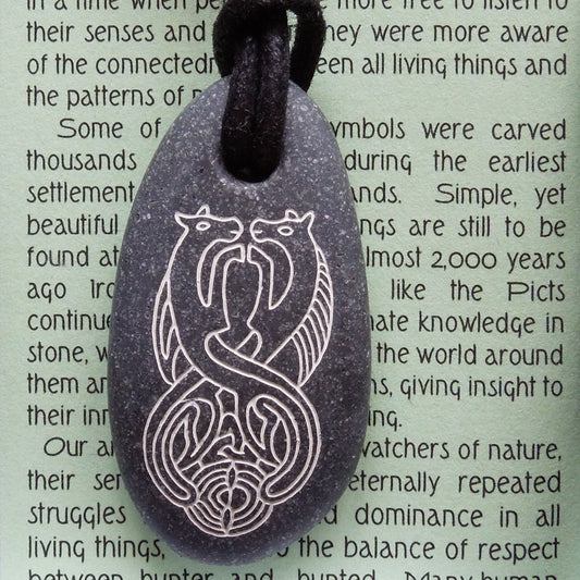 Pictish Pebble Pendant - Double Horse (B6)