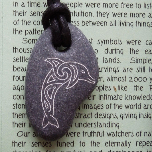 Pictish Pebble Pendant - Dolphin (C15)