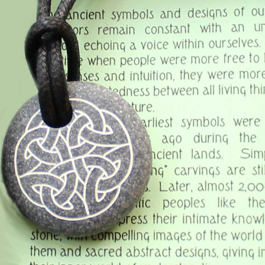 Pictish Pebble Pendant - Celtic Knotwork (Circular) (B9)