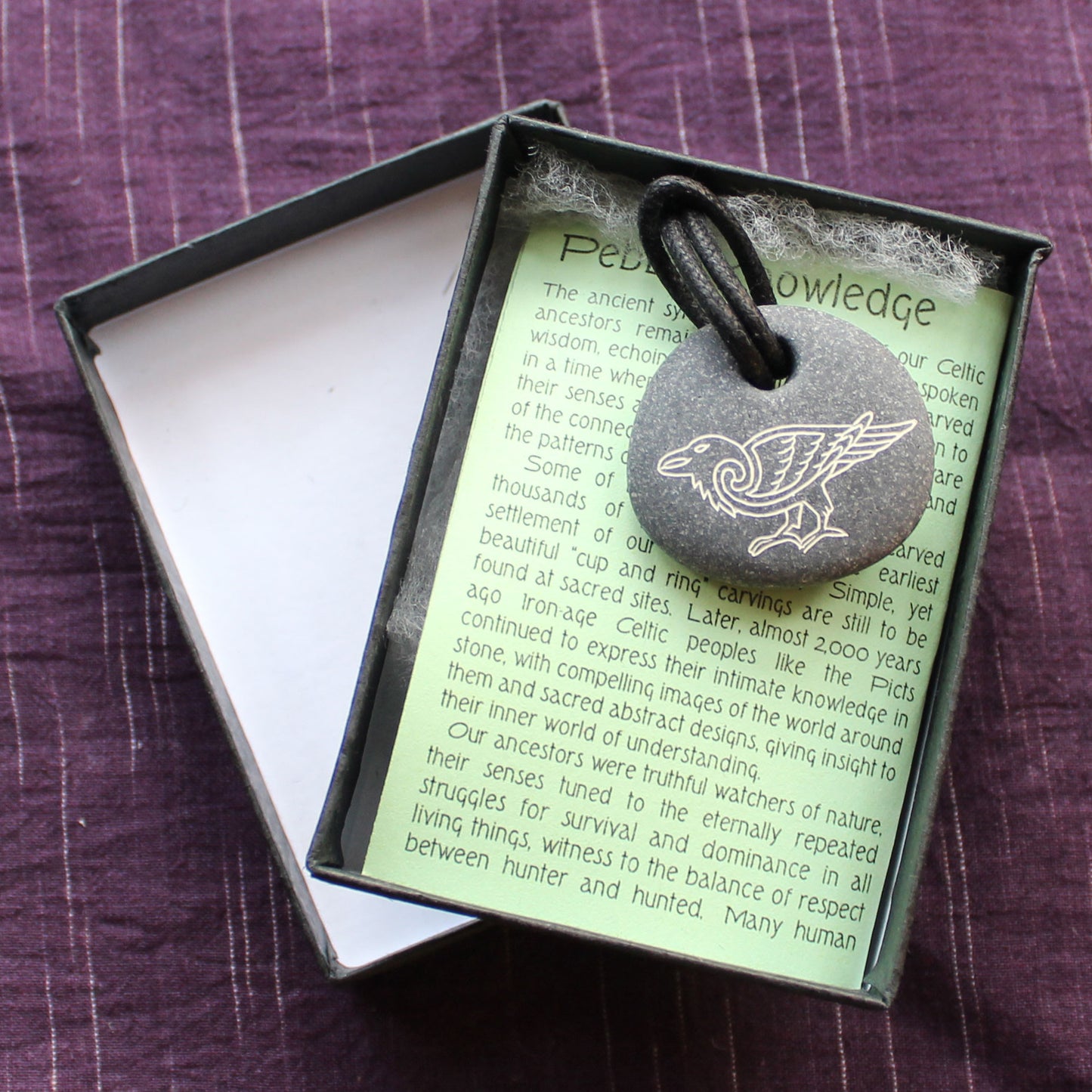 Pictish Pebble Pendant - Raven (C9)