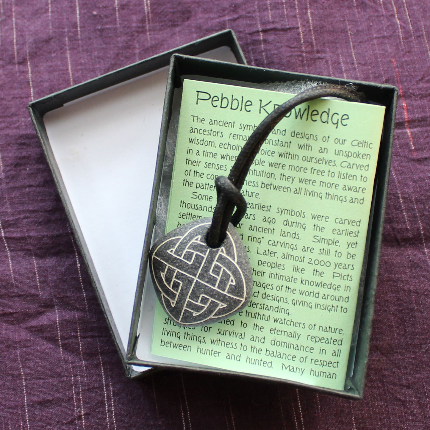 Pictish Pebble Pendant - Celtic Knotwork (B8)