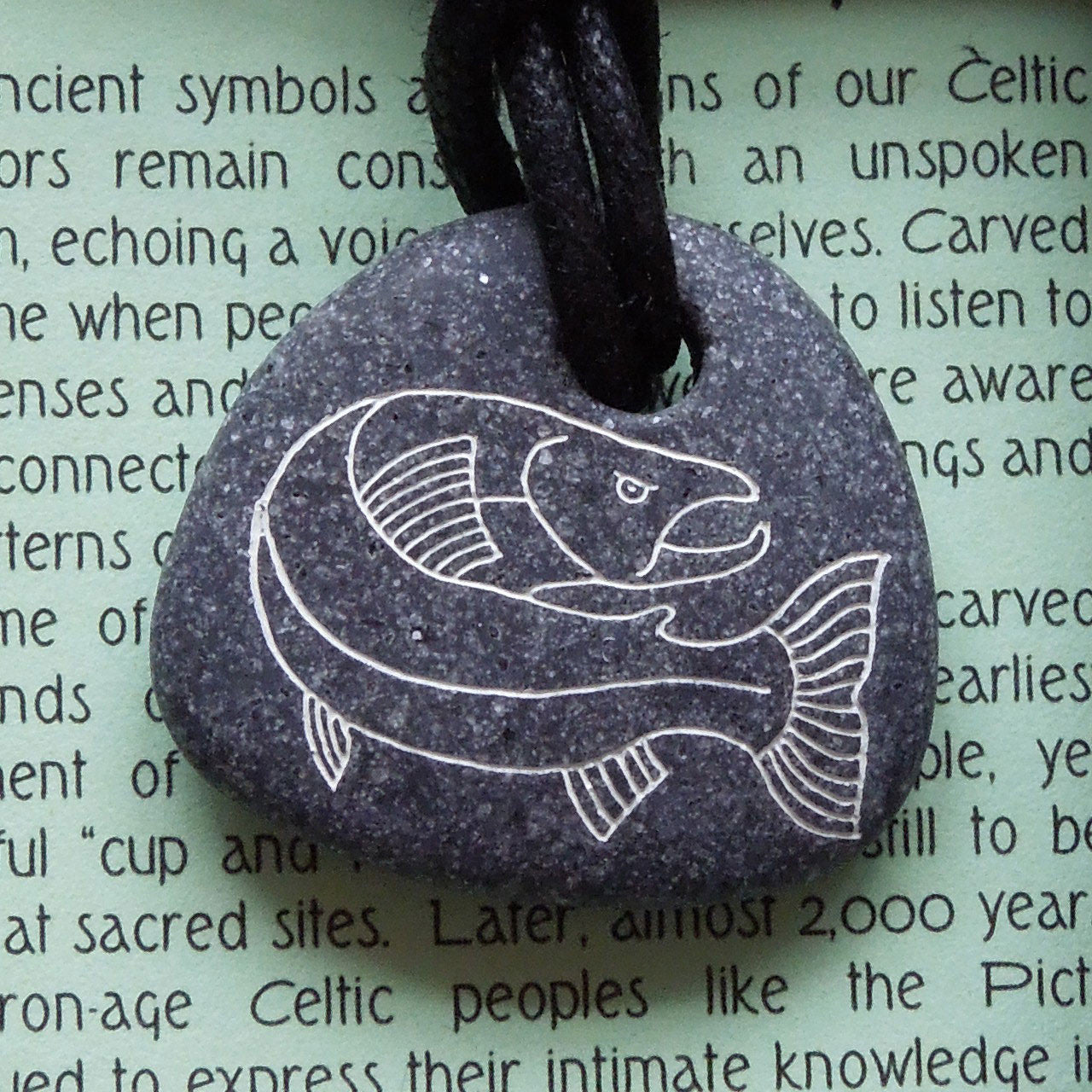 Pictish Pebble Pendant - Fish (C13)