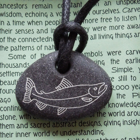 Pictish Pebble Pendant - Fish (long) (C14)