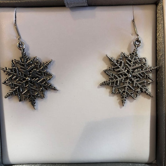 Pewter Snowflake Earrings (PE874)