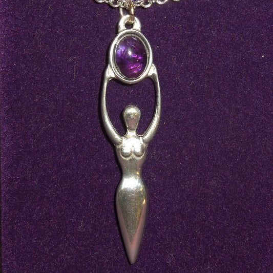Pewter Goddess with Amethyst Necklace (PN734P)