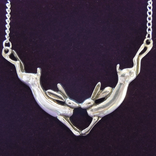 Pewter Hare Duo Necklace (PN966)